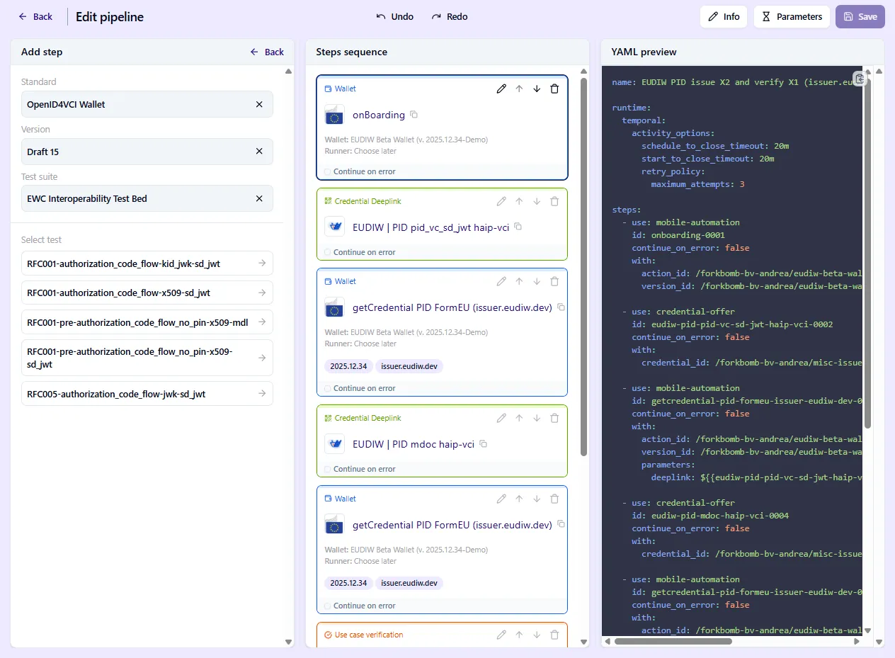 Pipeline editor conformance