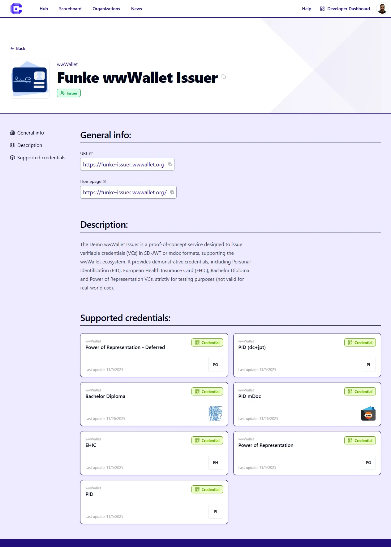 Hub issuer