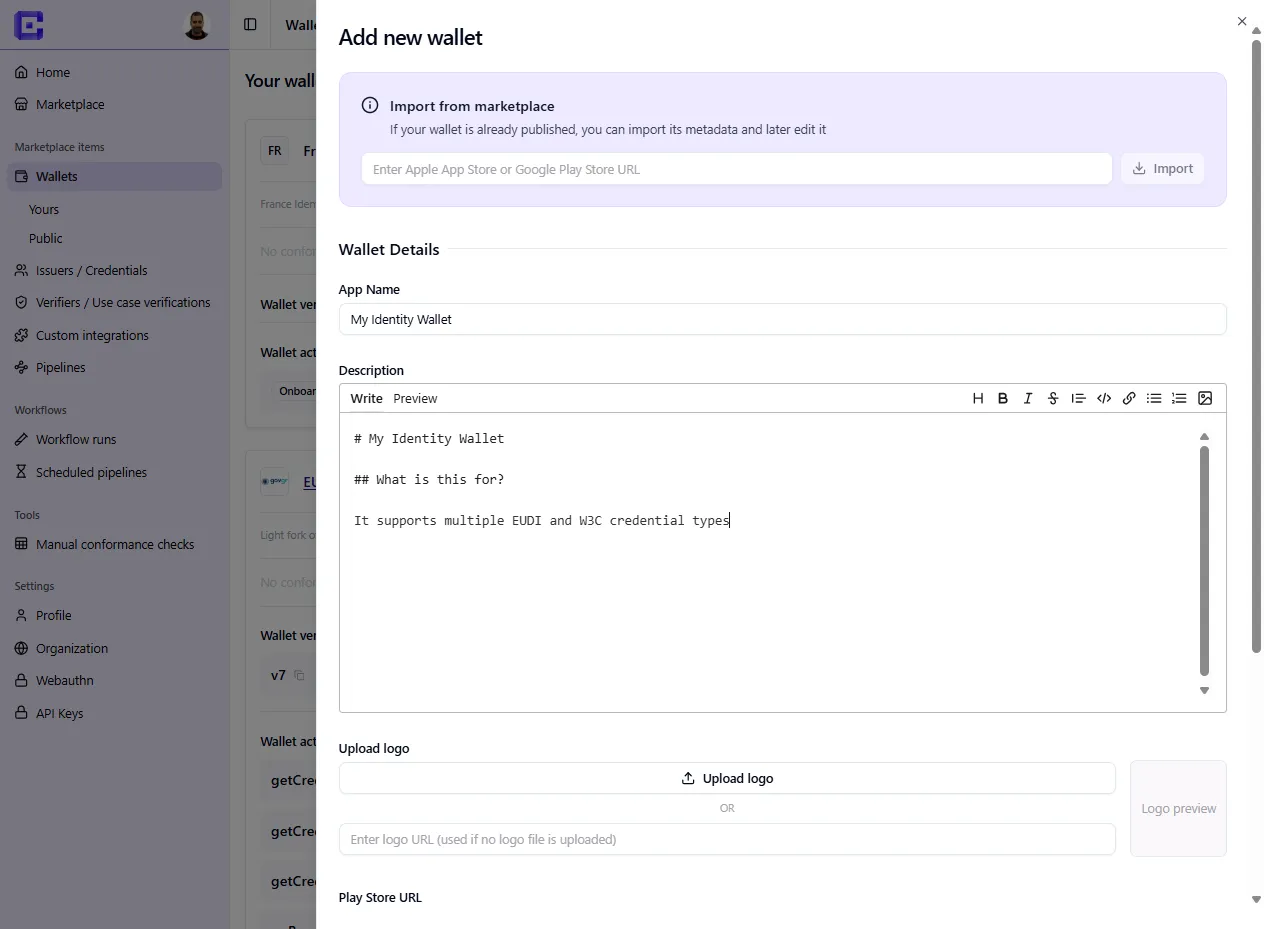 Wallet editor